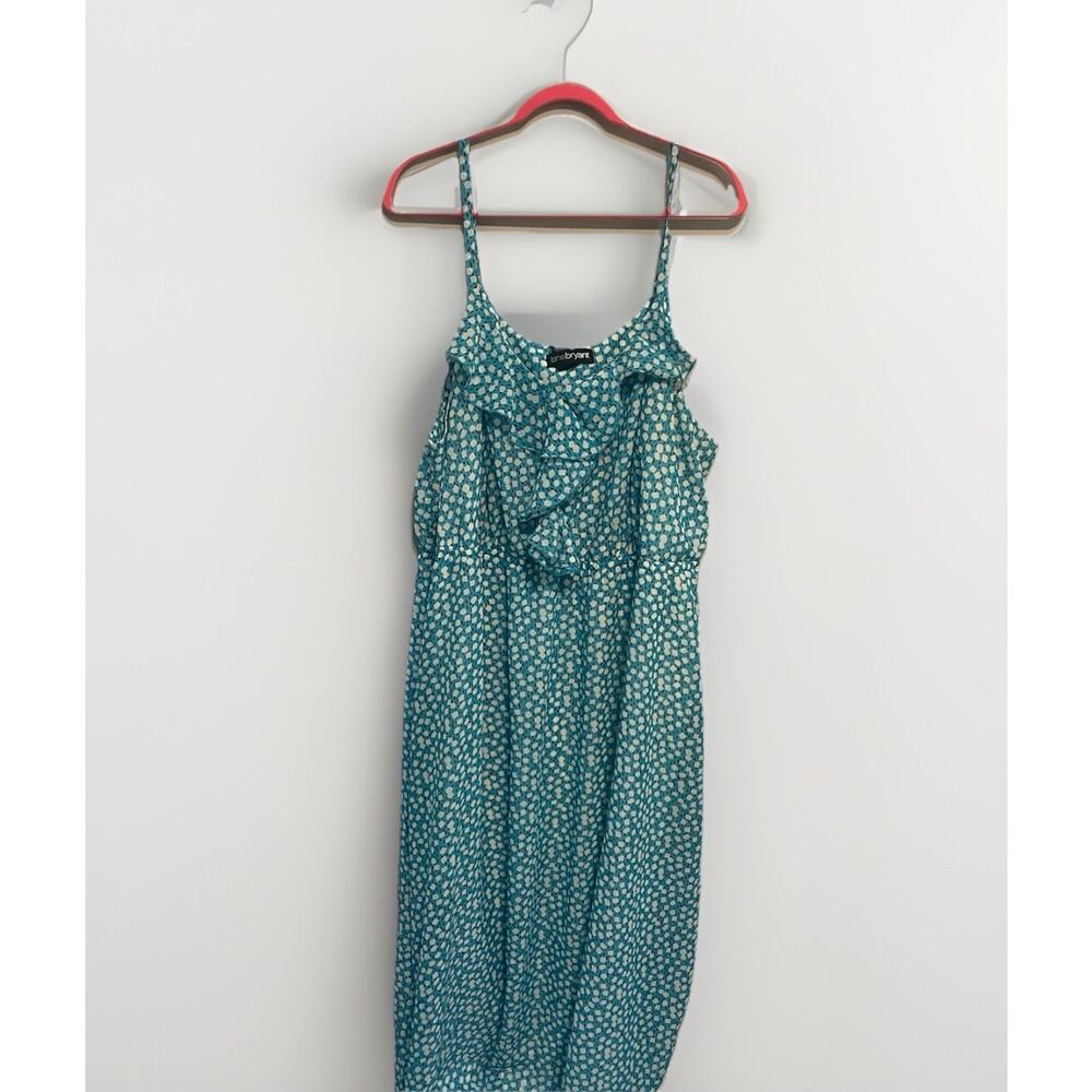 Lane Bryant 26 28 Blue White Maxi Dress Ruffle Front Lined Flowy Sundress Tank
